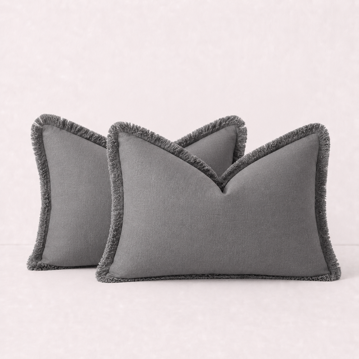 Soft Tassel Throw Pillow Cover- Grey