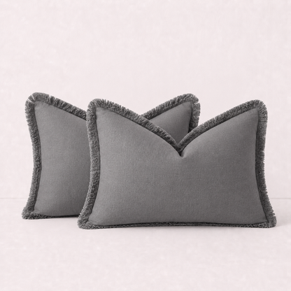 Soft Tassel Throw Pillow Cover- Grey