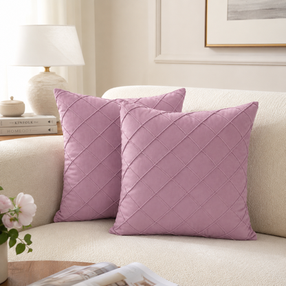 Diamond Grid Throw Pillow Cover - Pink