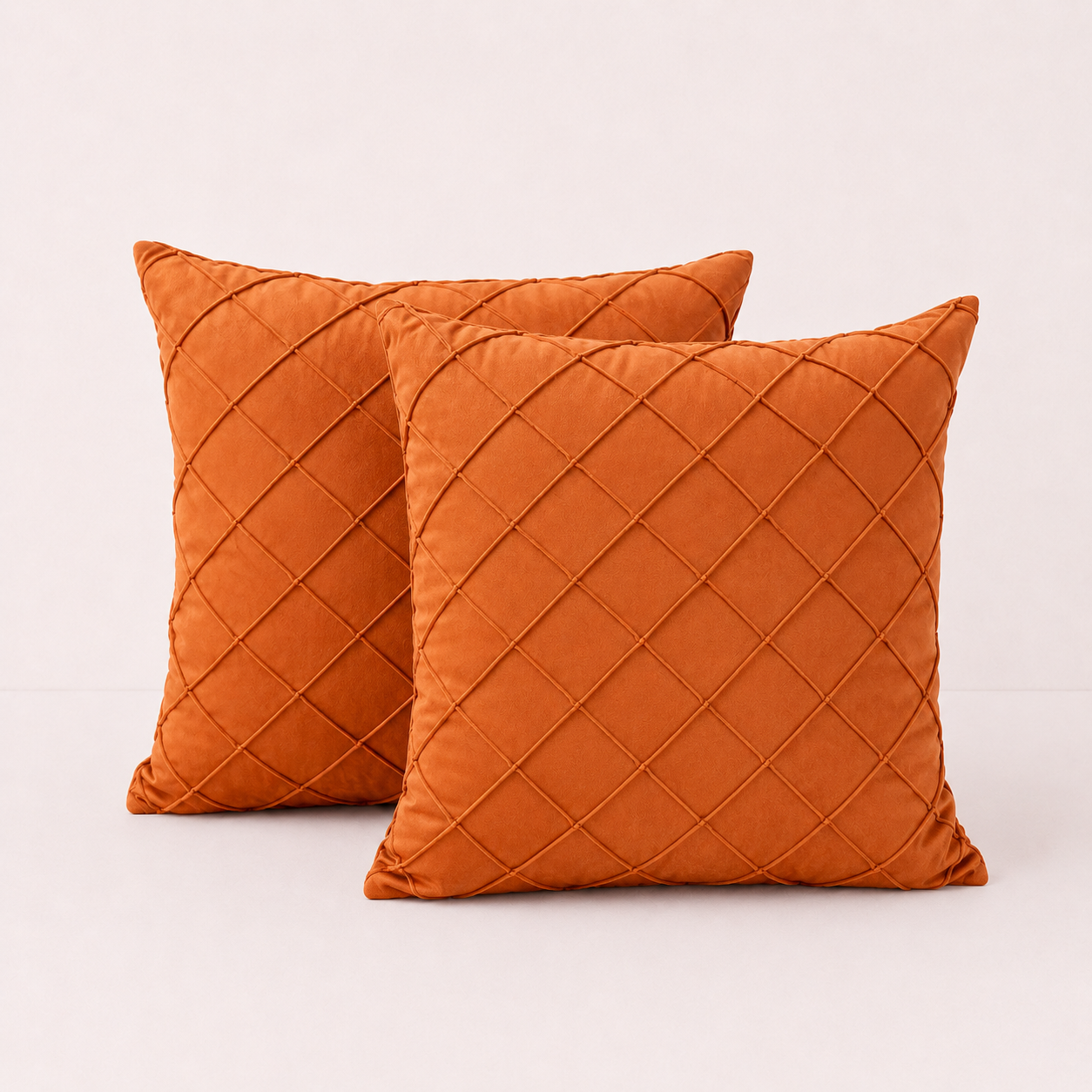 Diamond Grid Throw Pillow Cover - Orange