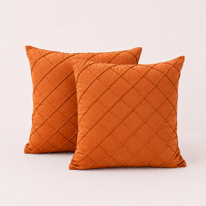 Diamond Grid Throw Pillow Cover - Orange