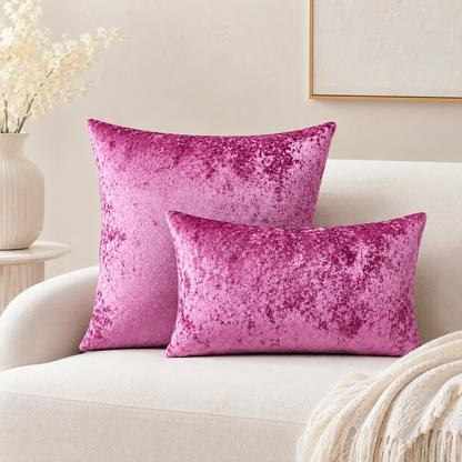Luxury Crushed Velvet Pillow Cover - Dark Pink