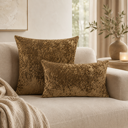 Luxury Crushed Velvet Pillow Cover - Brown