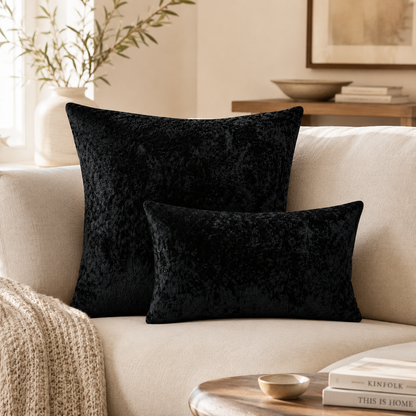 Luxury Crushed Velvet Pillow Cover - Black