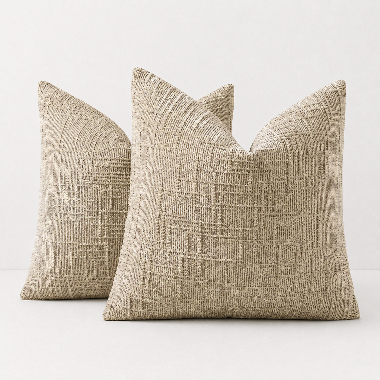 Thick Textured Slubby Couch Pillow Covers - Taupe