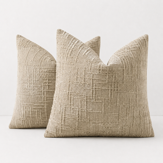 Thick Textured Slubby Couch Pillow Covers - Taupe