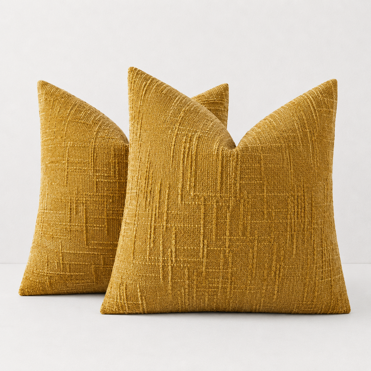 Thick Textured Slubby Couch Pillow Covers - Yellow