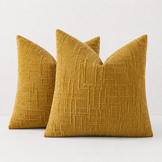 Thick Textured Slubby Couch Pillow Covers - Yellow