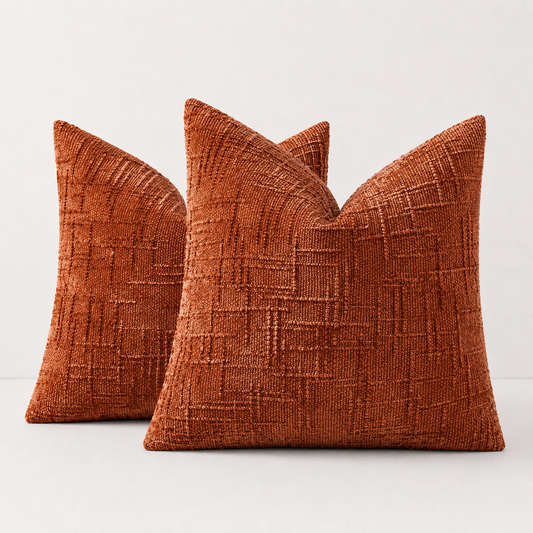 Thick Textured Slubby Couch Pillow Covers - Orange