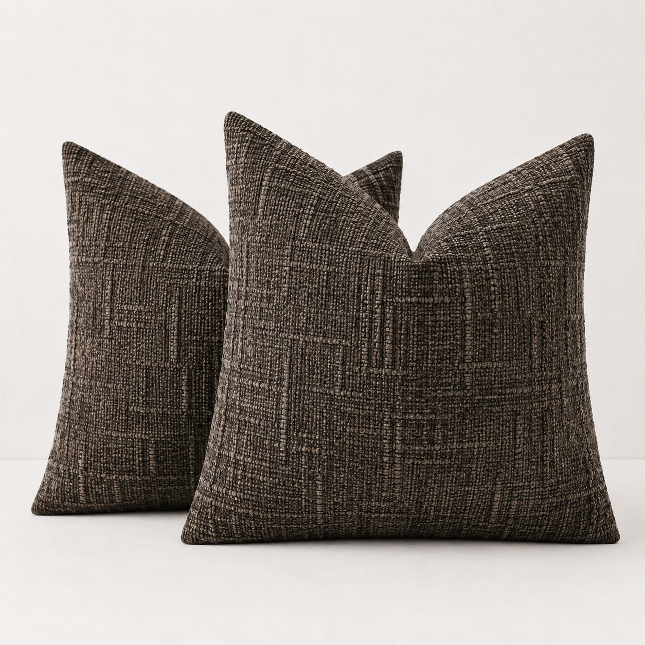 Thick Textured Slubby Couch Pillow Covers - Dark Brown