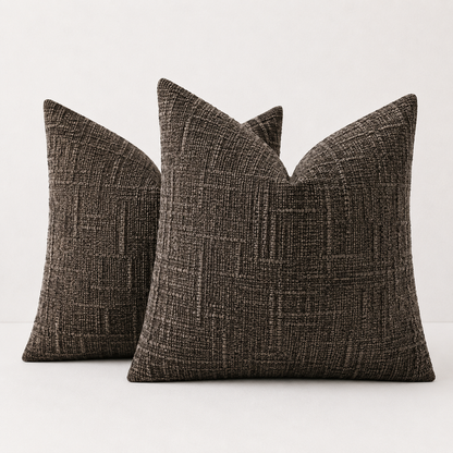 Thick Textured Slubby Couch Pillow Covers - Dark Brown