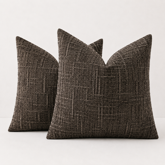 Thick Textured Slubby Couch Pillow Covers - Dark Brown