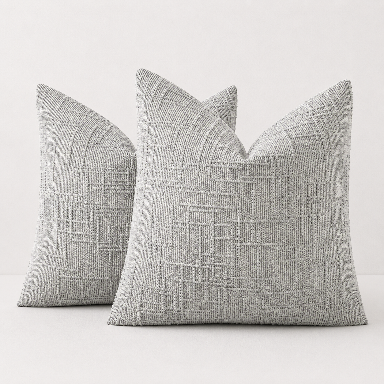 Thick Textured Slubby Couch Pillow Covers - Light Grey