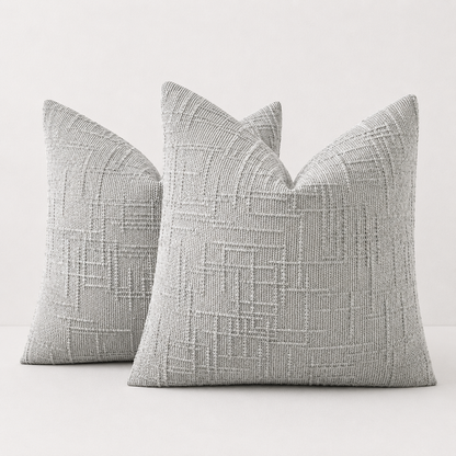 Thick Textured Slubby Couch Pillow Covers - Light Grey