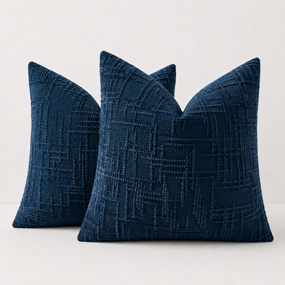 Thick Textured Slubby Couch Pillow Covers - Navy