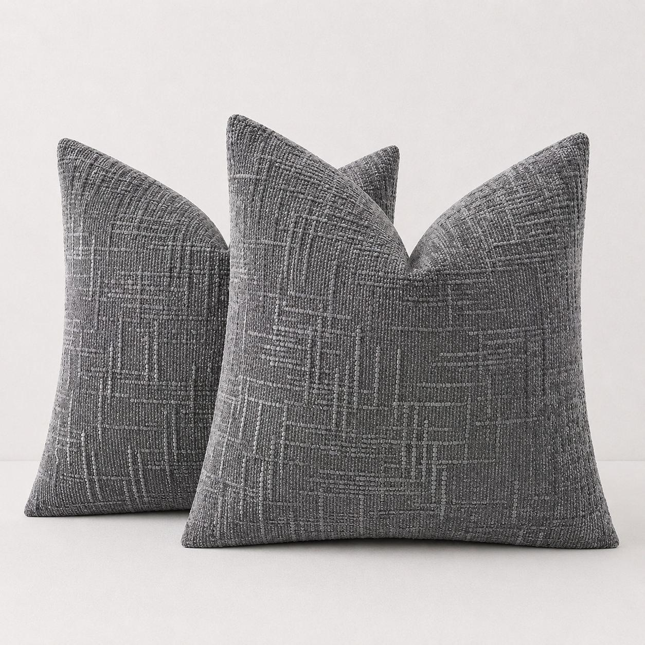 Thick Textured Slubby Couch Pillow Covers - Dark Grey