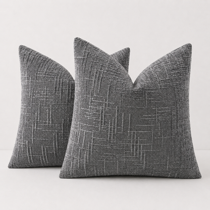 Thick Textured Slubby Couch Pillow Covers - Dark Grey