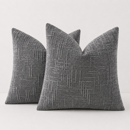 Thick Textured Slubby Couch Pillow Covers - Dark Grey