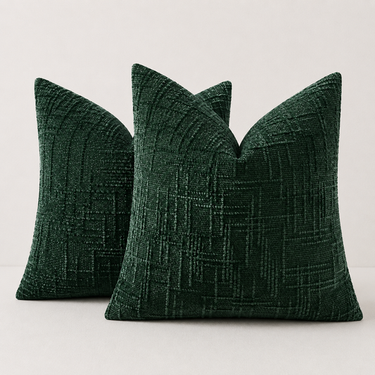 Thick Textured Slubby Couch Pillow Covers - Green