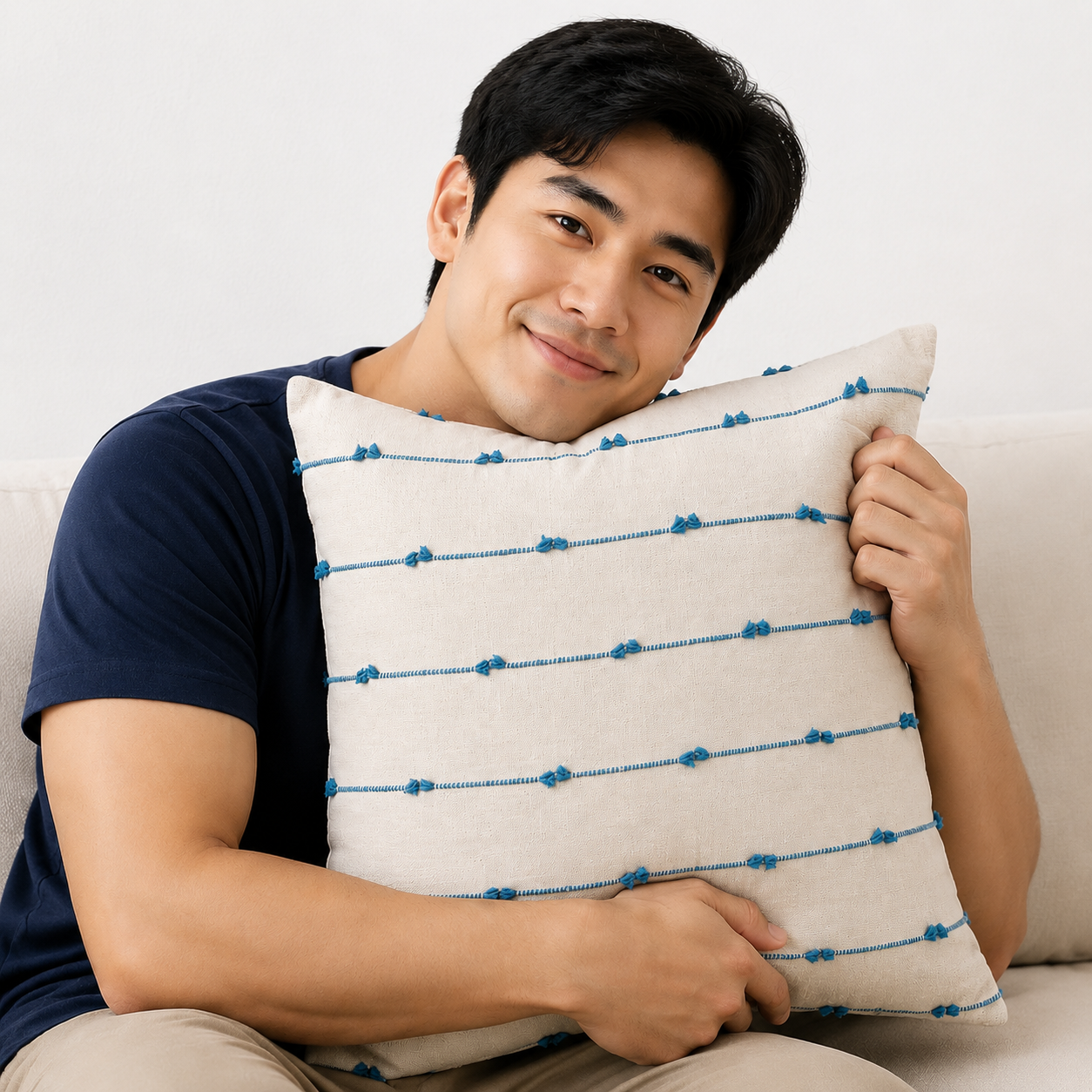 Striped Home Decor Pillow Cover - Blue