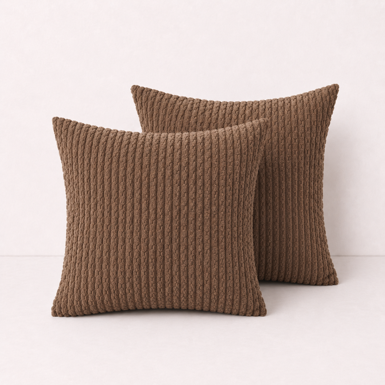 Soft Corduroy Striped Pillow Cover - Brown