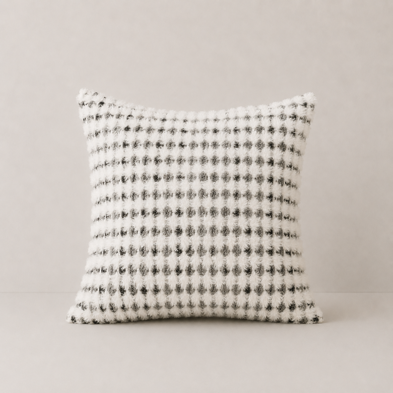 Boho Chenille Tufted Pillow Cover - Black