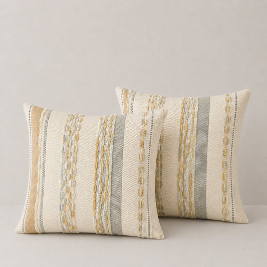 Textured Boho Chenille Pillow Cover - Cream