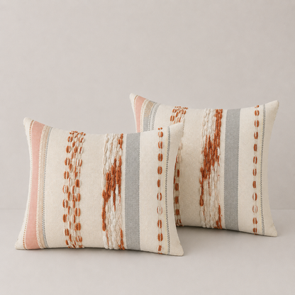 Textured Boho Chenille Pillow Cover Rust orange