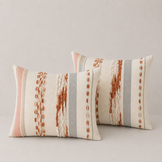 Textured Boho Chenille Pillow Cover Rust orange