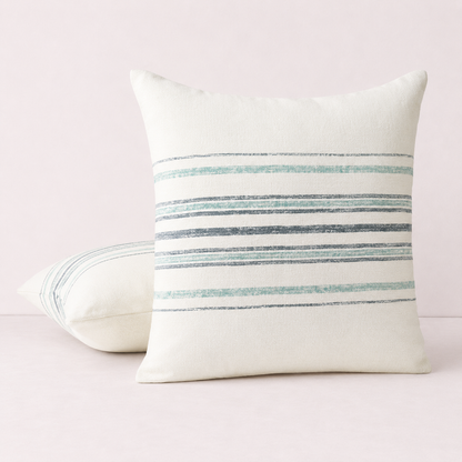 Natural Striped Decorative Pillow Cover - Blue