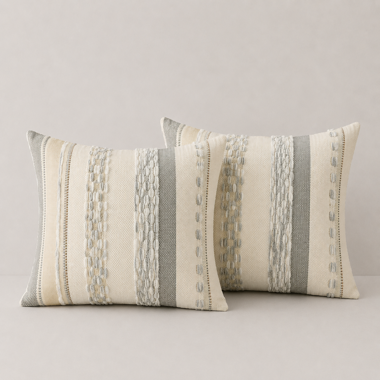 Textured Boho Chenille Pillow Cover - Light Grey