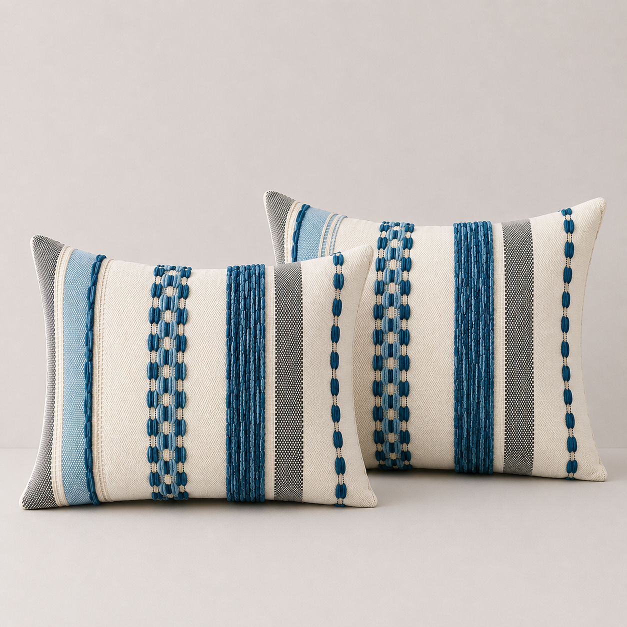 Textured Boho Chenille Pillow Cover - Navy Blue