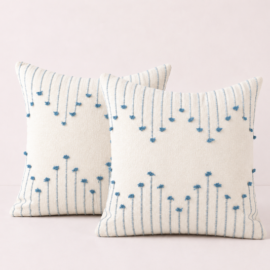 Chic Farmhouse Pillow Cover Modern Cushion - Blue