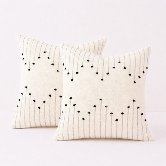 Chic Farmhouse Pillow Cover Modern Cushion - Black