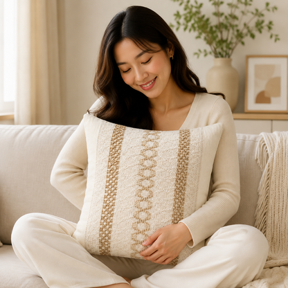 Boho Striped Woven Pillow Cover - Ladder Boho