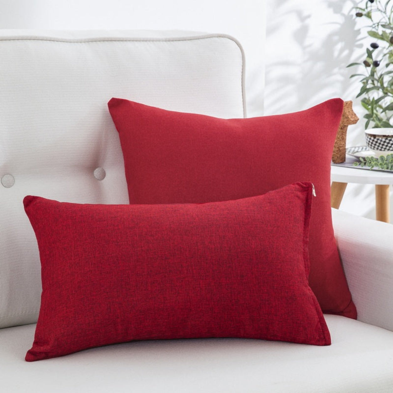 Throw Pillow Cover Living Room Accent - Red