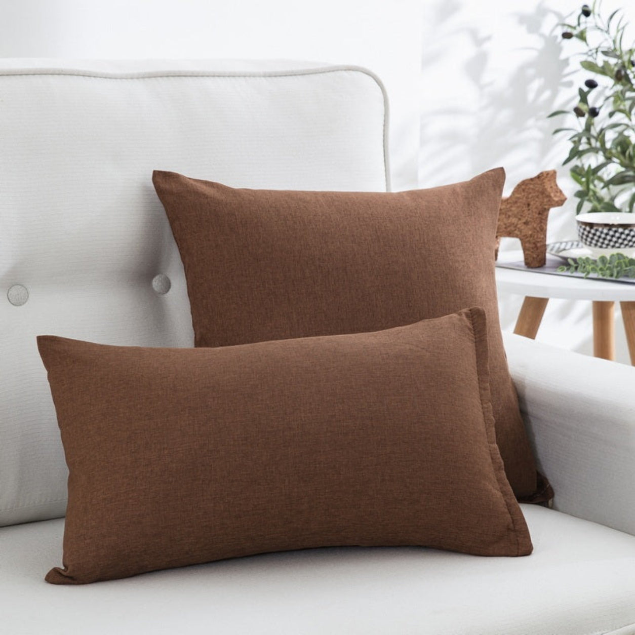 Throw Pillow Cover Living Room Accent - Coffee Brown