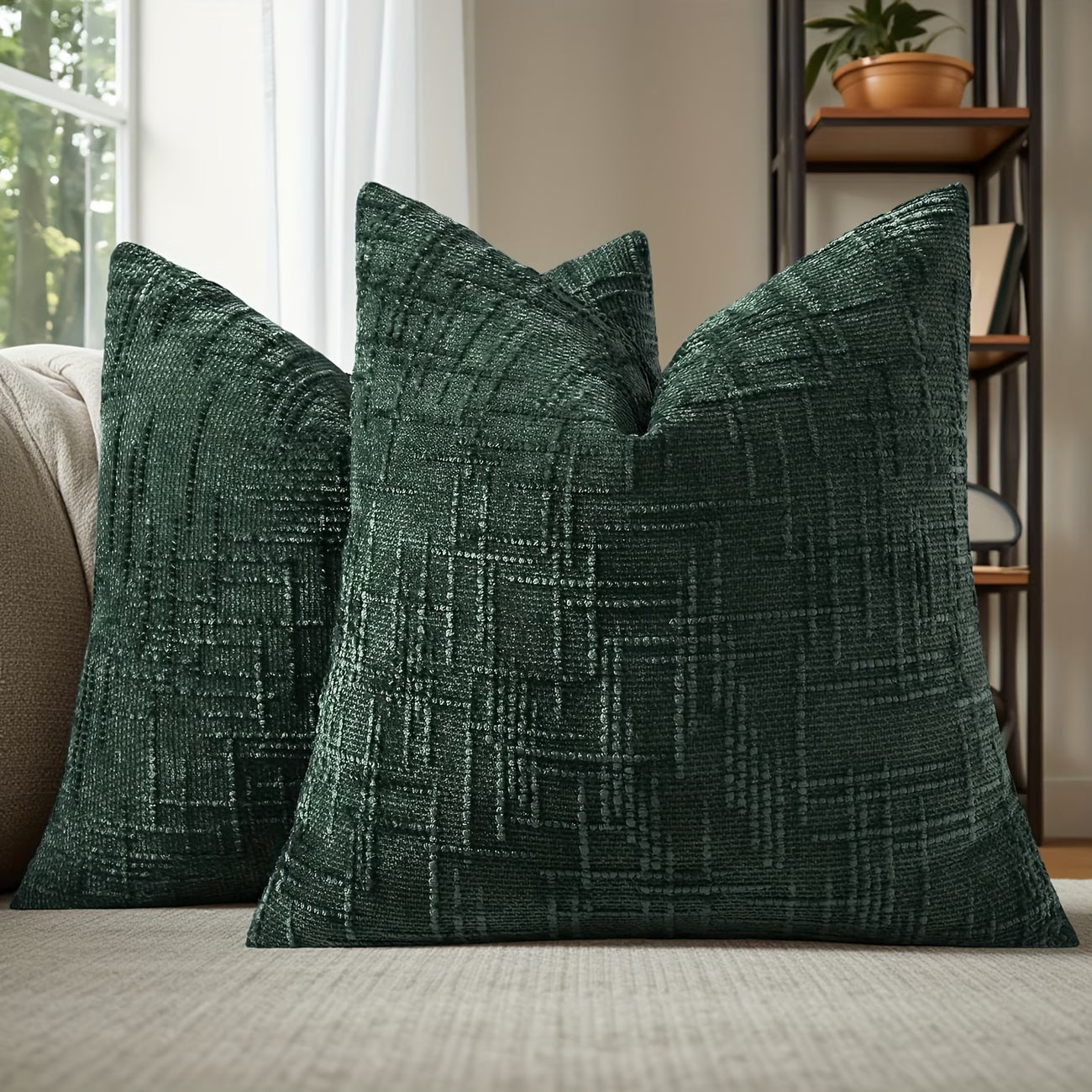 Thick Textured Slubby Couch Pillow Covers - Green
