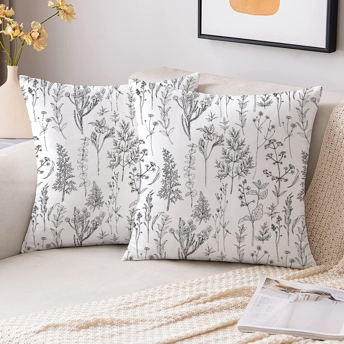 Rustic Botanical Throw Pillow Cover