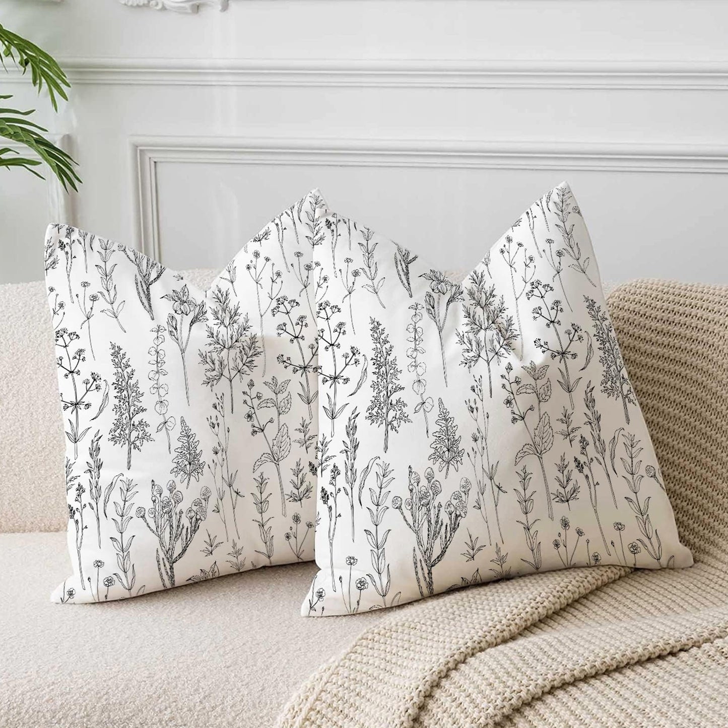 Rustic Botanical Throw Pillow Cover
