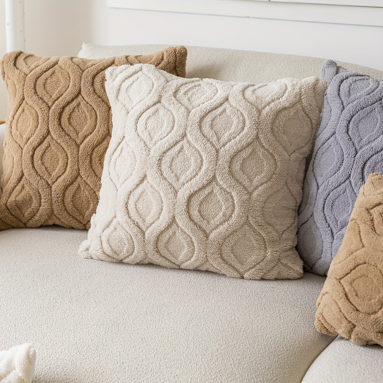 Boho Abstract Throw Pillow Covers -  Brown