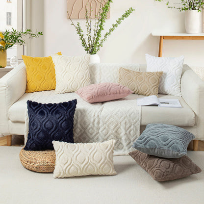 Geometric Quilted Pillow Covers- Ivory