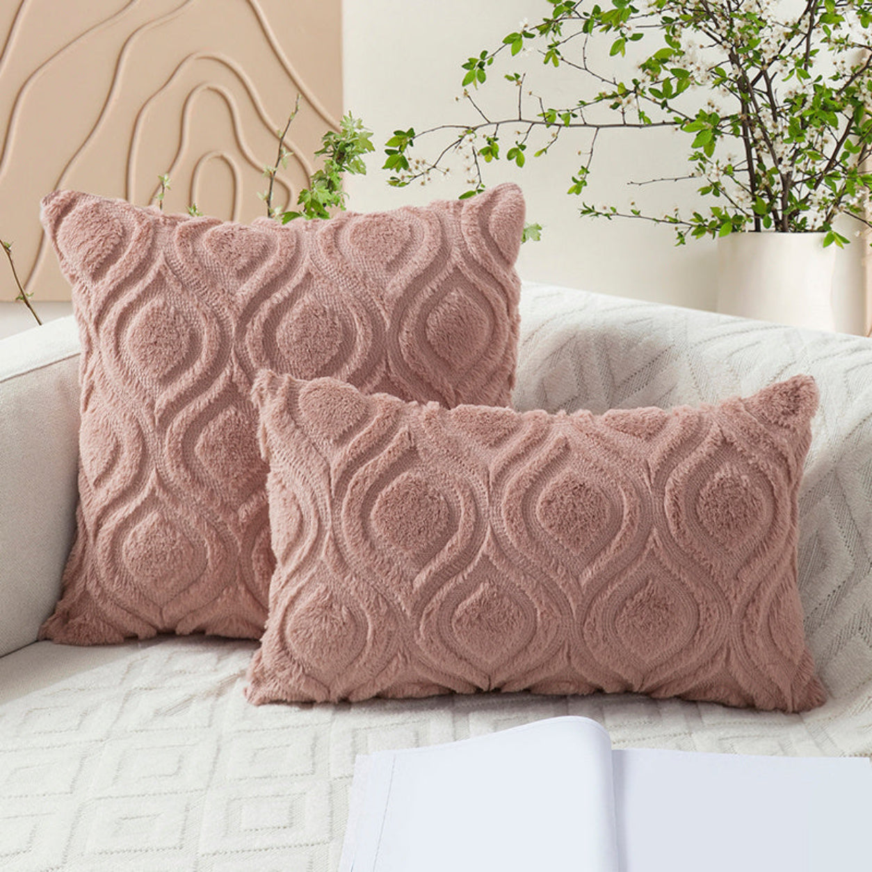 Geometric Quilted Pillow Covers- Pink