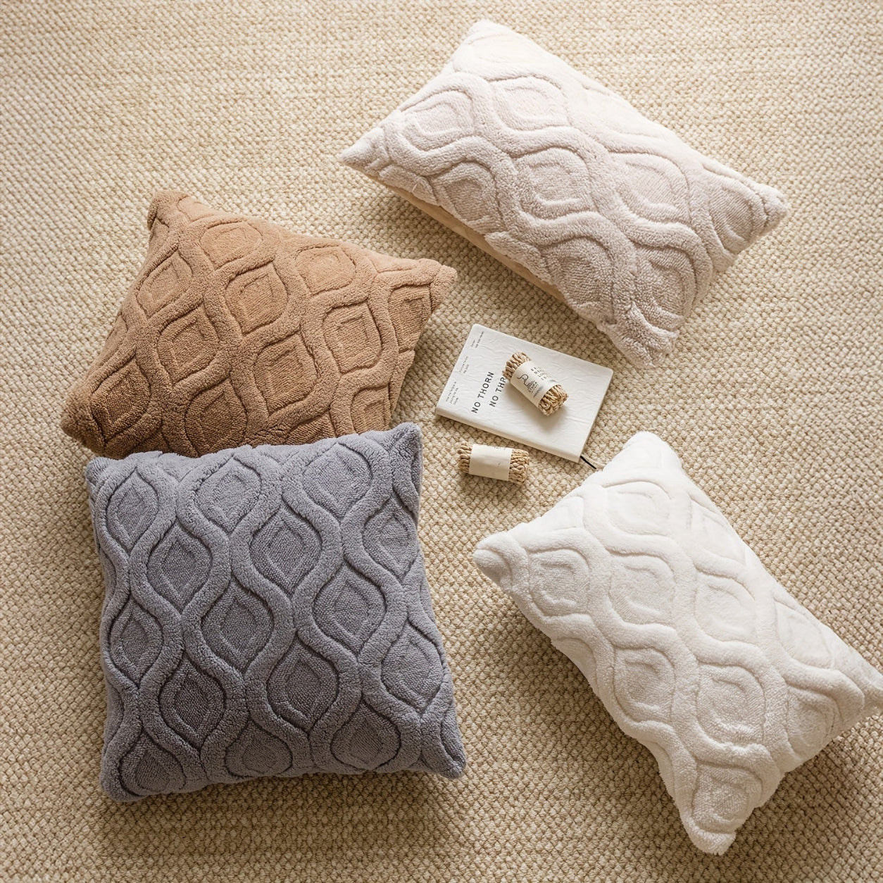 Boho Abstract Throw Pillow Covers -  Brown