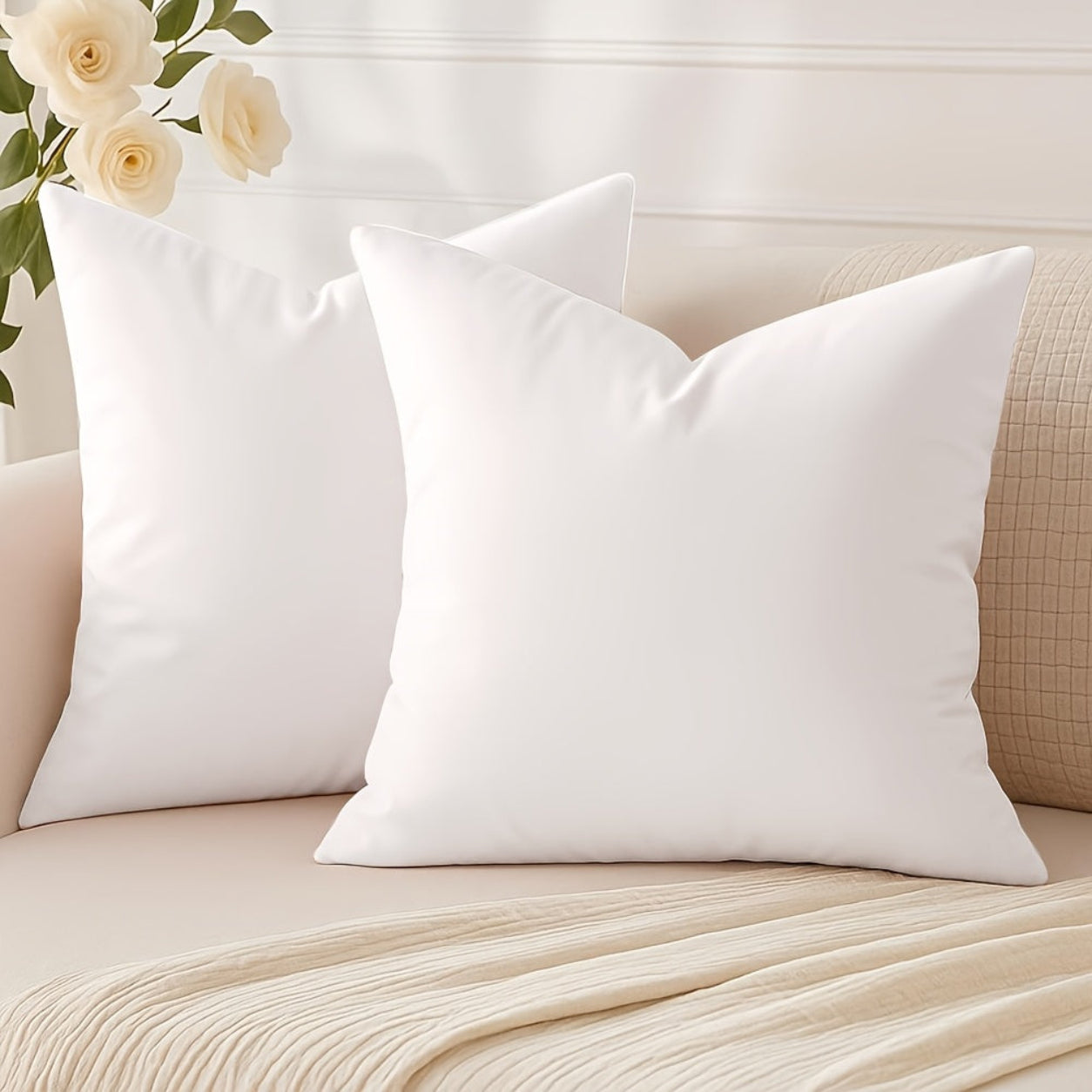 Soft Decorative Throw Pillow Cover Set - White