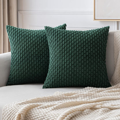 Rustic Textured Throw Pillow Covers- Green