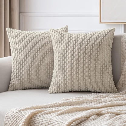 Rustic Textured Throw Pillow Covers- Beige