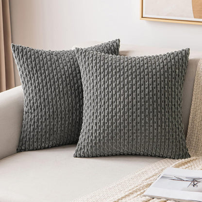 Rustic Textured Throw Pillow Covers- Grey