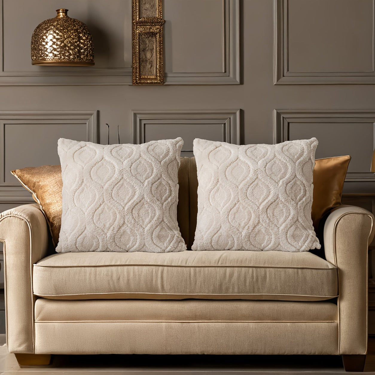 Boho Abstract Throw Pillow Covers - Ivory