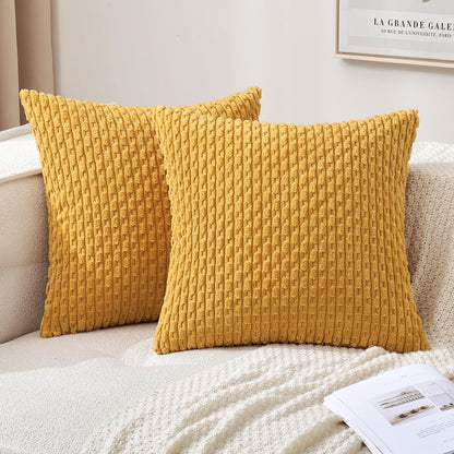 Rustic Textured Throw Pillow Covers- Yellow